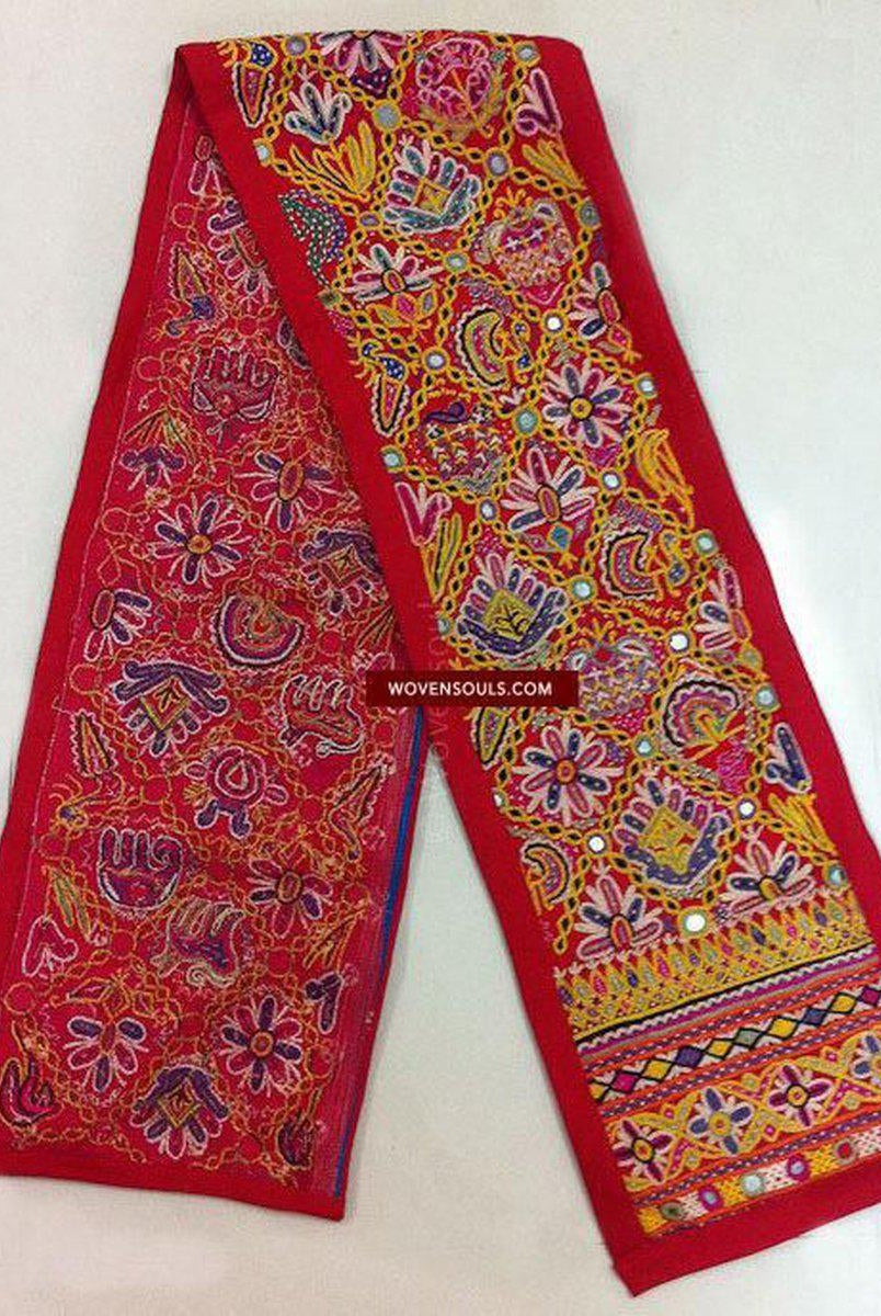 186 Vintage Mochi Embroidery Textile Panel - Stole-WOVENSOULS-Antique-Vintage-Textiles-Art-Decor