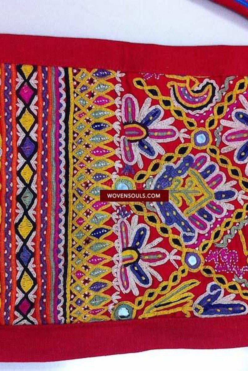 186 Vintage Mochi Embroidery Textile Panel - Stole-WOVENSOULS-Antique-Vintage-Textiles-Art-Decor