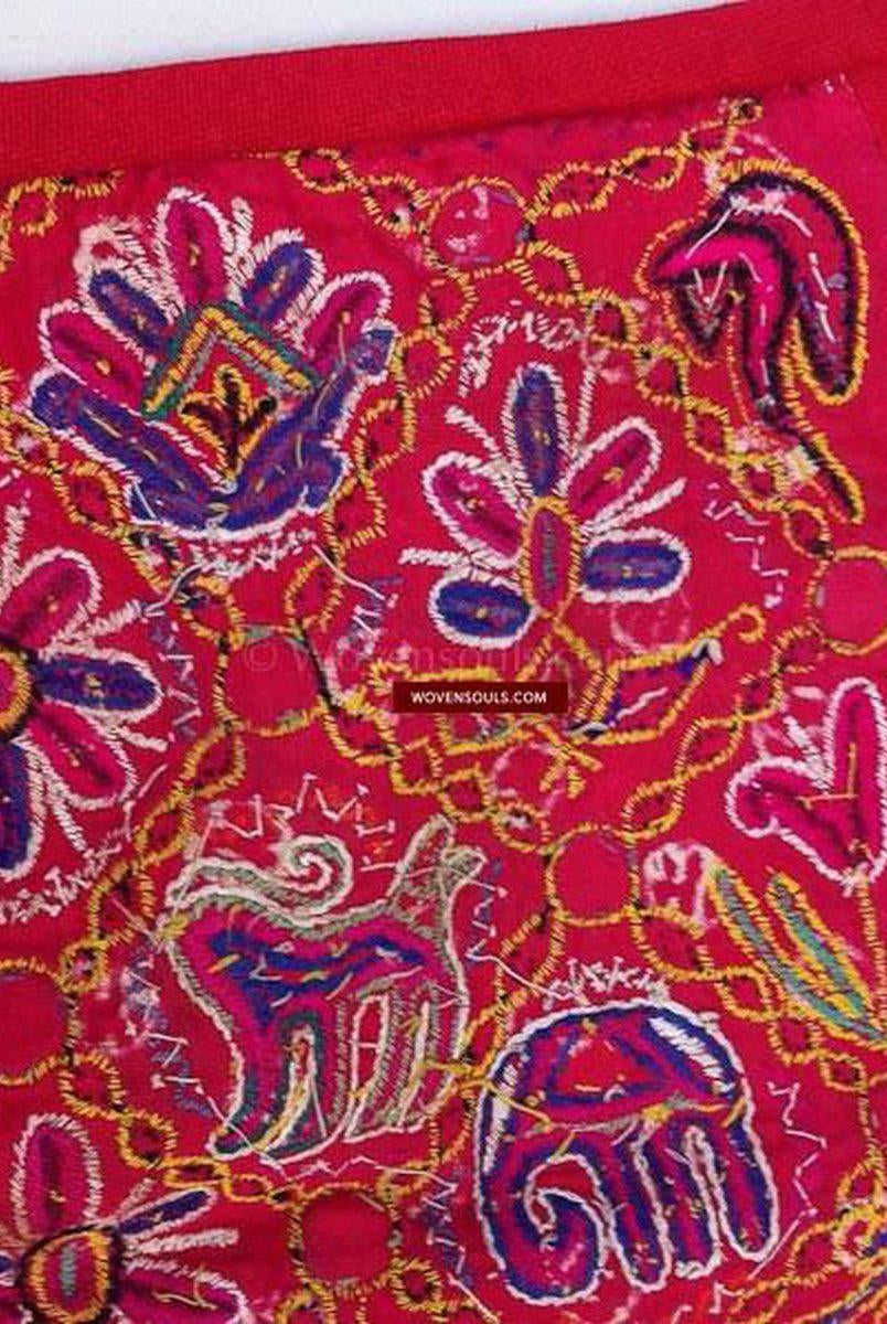 186 Vintage Mochi Embroidery Textile Panel - Stole-WOVENSOULS-Antique-Vintage-Textiles-Art-Decor