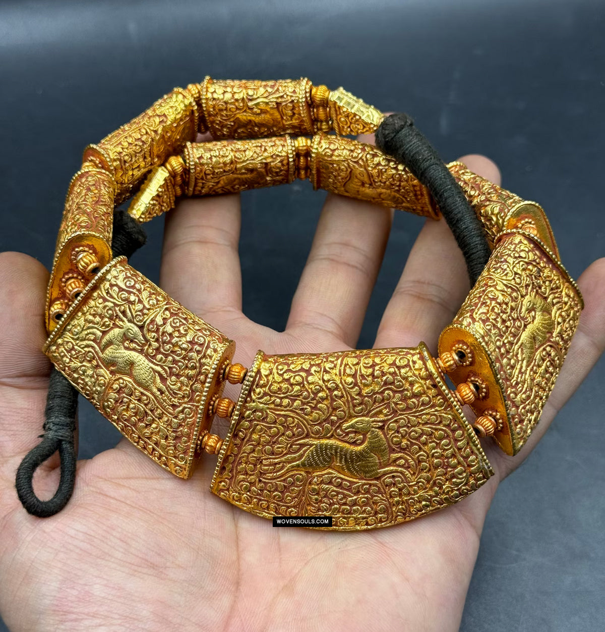 1861 Old Himalayan Tibetan Necklace - Deer motif