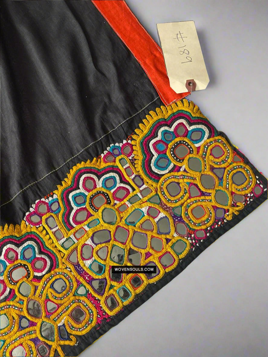 189 Vintage Indian Tribal Mirror Embroidery Cotton Shawl - Antique Decor Ethnic Art