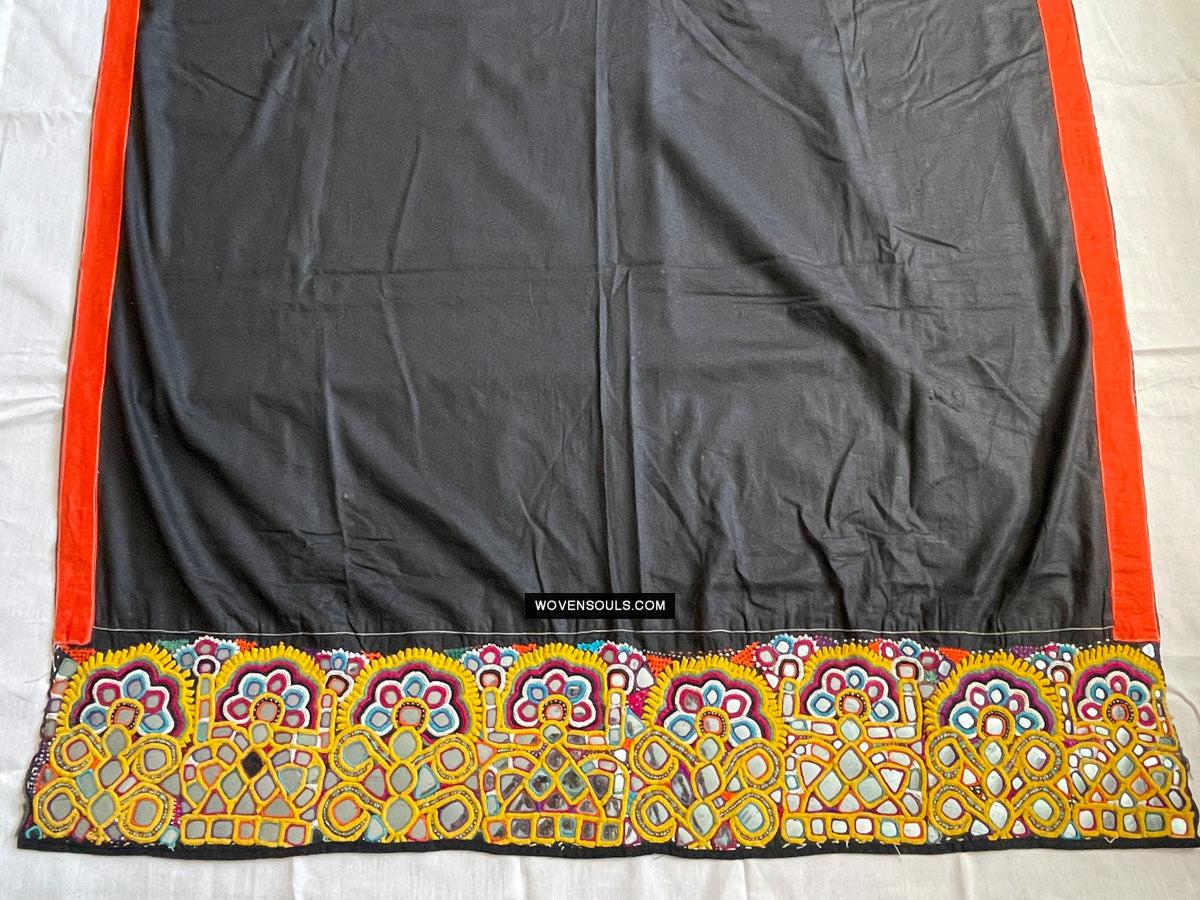 189 Vintage Indian Tribal Mirror Embroidery Cotton Shawl - Antique Decor Ethnic Art