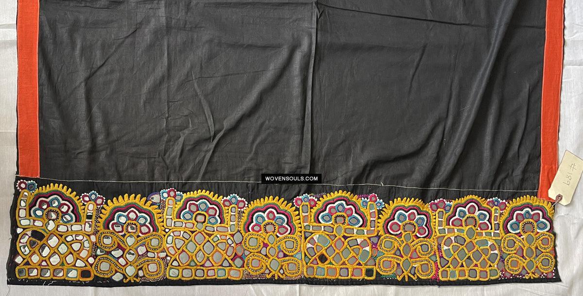 189 Vintage Indian Tribal Mirror Embroidery Cotton Shawl - Antique Decor Ethnic Art