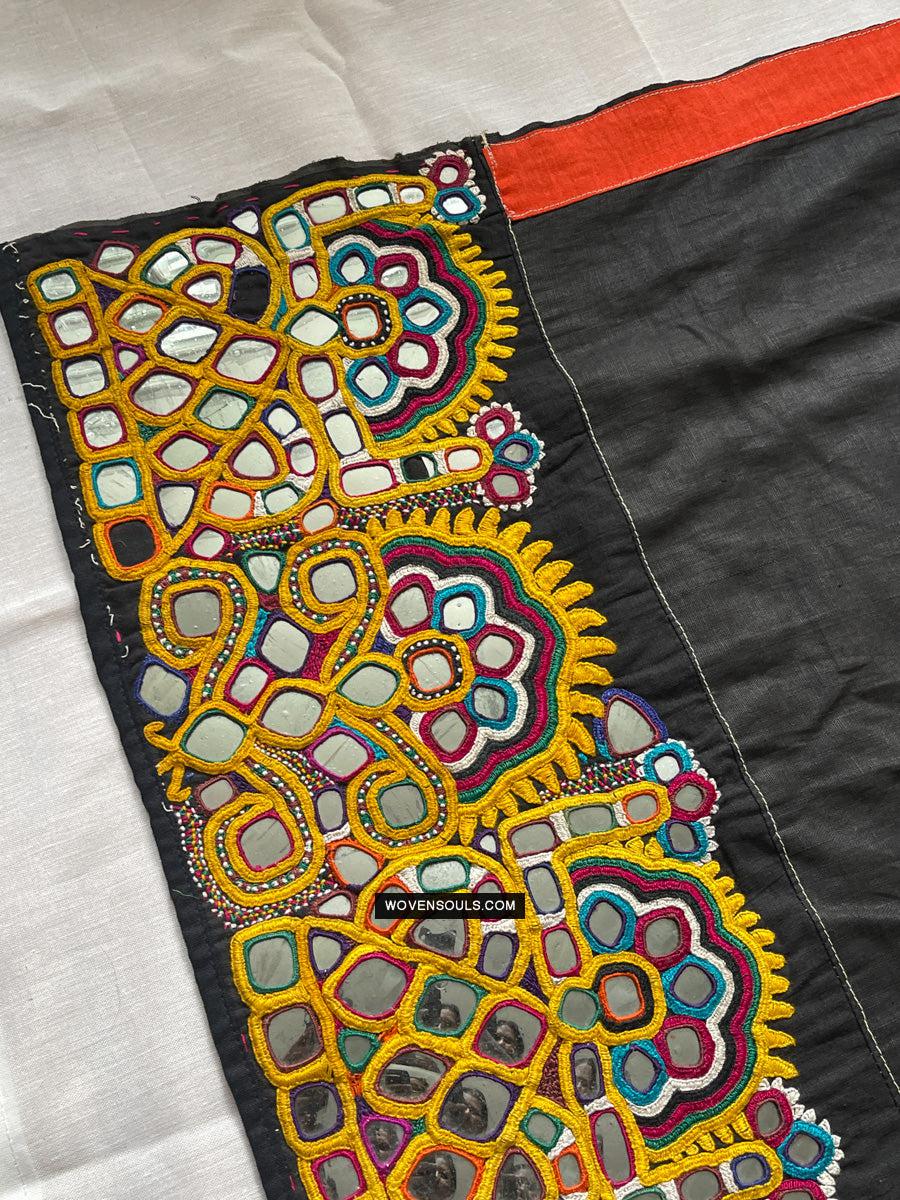 189 Vintage Indian Tribal Mirror Embroidery Cotton Shawl - Antique Decor Ethnic Art