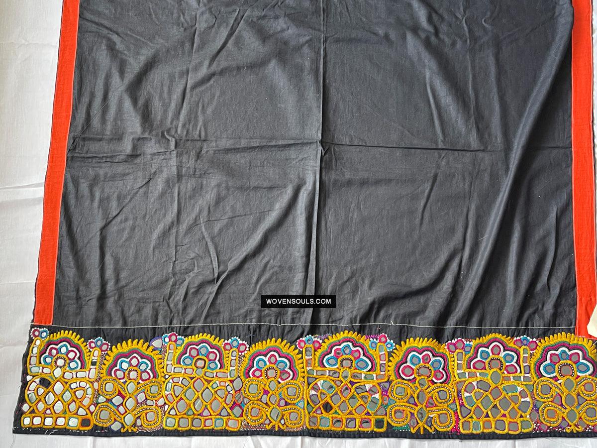 189 Vintage Indian Tribal Mirror Embroidery Cotton Shawl - Antique Decor Ethnic Art