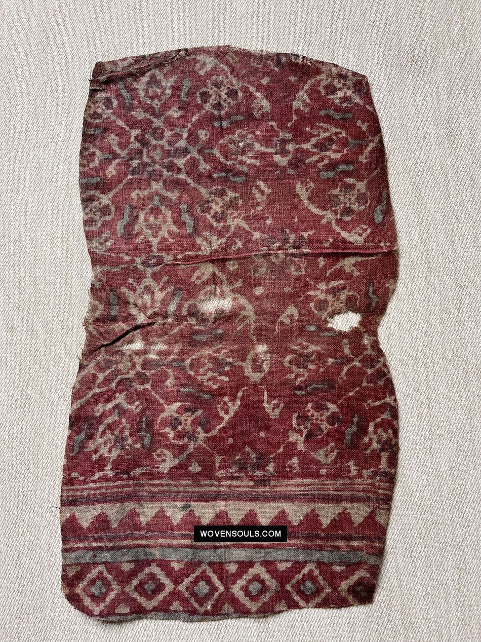 1894 Antique Indian Trade Textile  Patola print Toraja Fragment