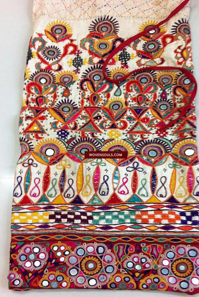 192 Large Vintage Embrodiery Dowry Bag - Ahir Suthar Community-WOVENSOULS-Antique-Vintage-Textiles-Art-Decor