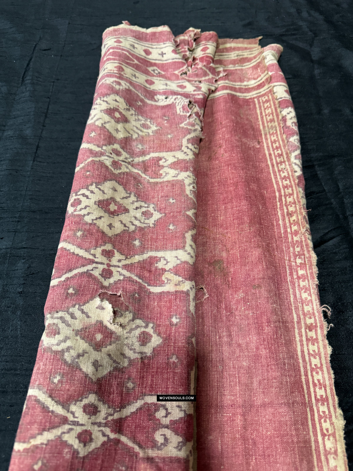 1924 Antique Indian Trade Textile Patola Print Toraja Fragment