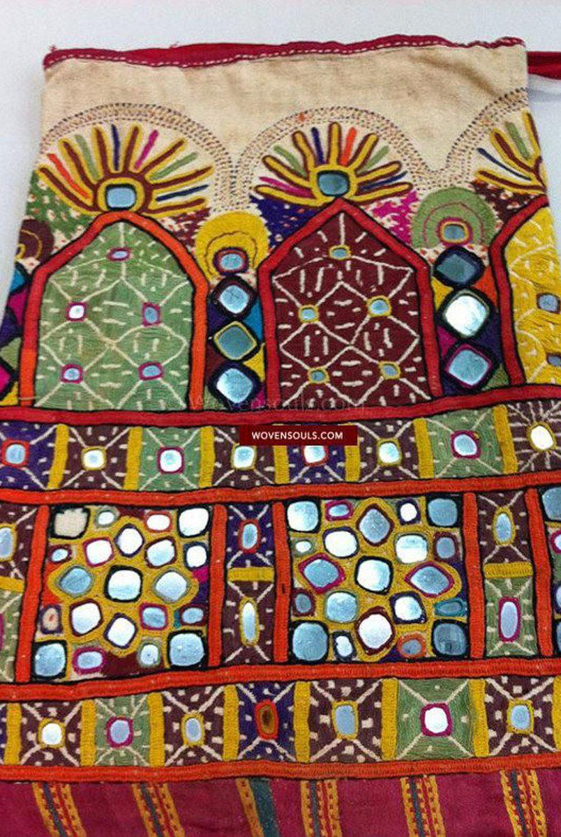 193 SOLD - Vintage Trousseau / Dowry Bag-WOVENSOULS-Antique-Vintage-Textiles-Art-Decor