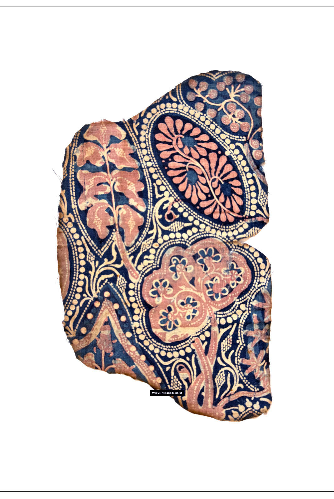 1931 SOLD Antique Indian Trade Textile Toraja Fragment - Indigo flowers