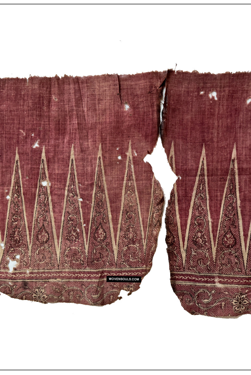 1941 Pair - Antique Indian Trade Textile Print Toraja Fragment