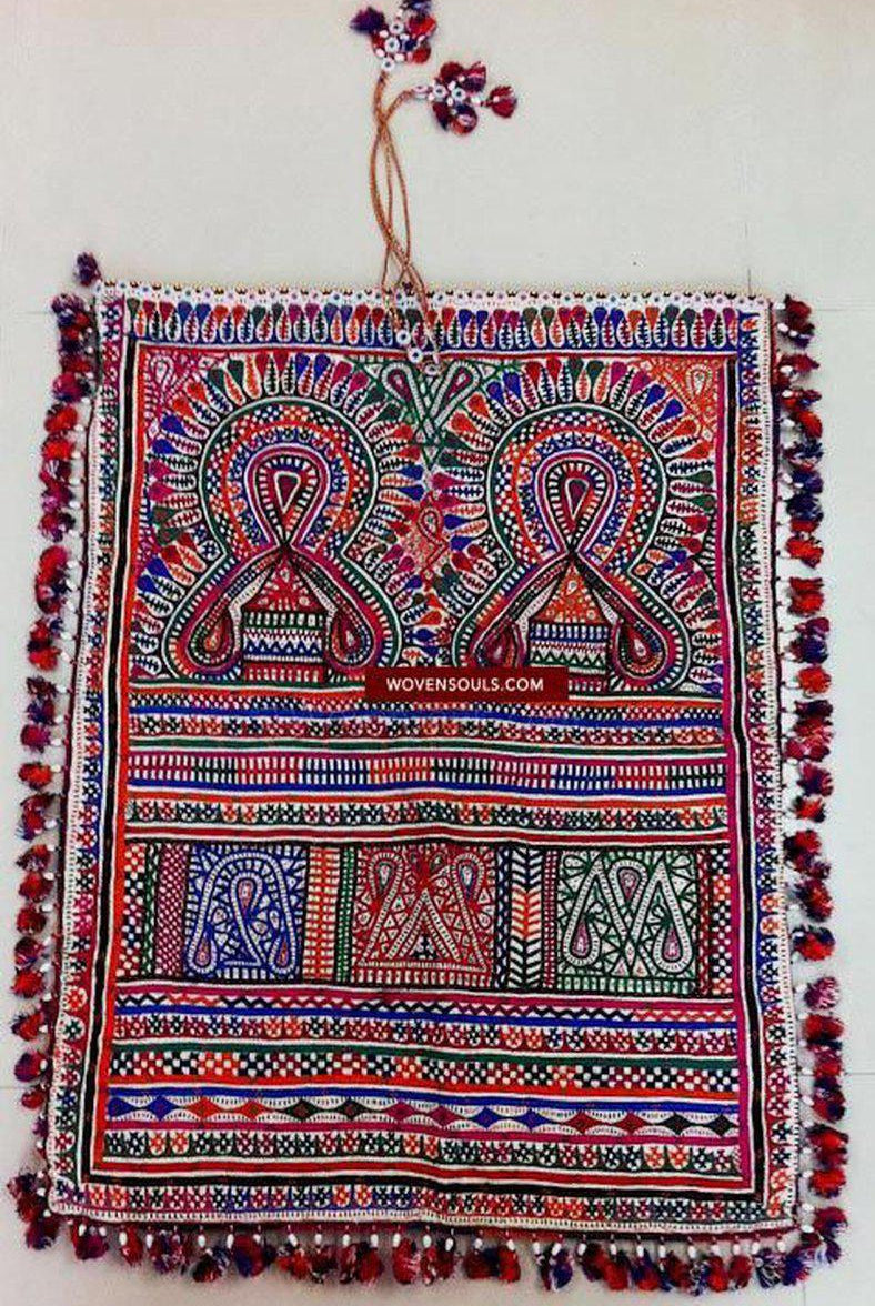 195 Vintage Tribal Dowry Bag Textile-WOVENSOULS-Antique-Vintage-Textiles-Art-Decor