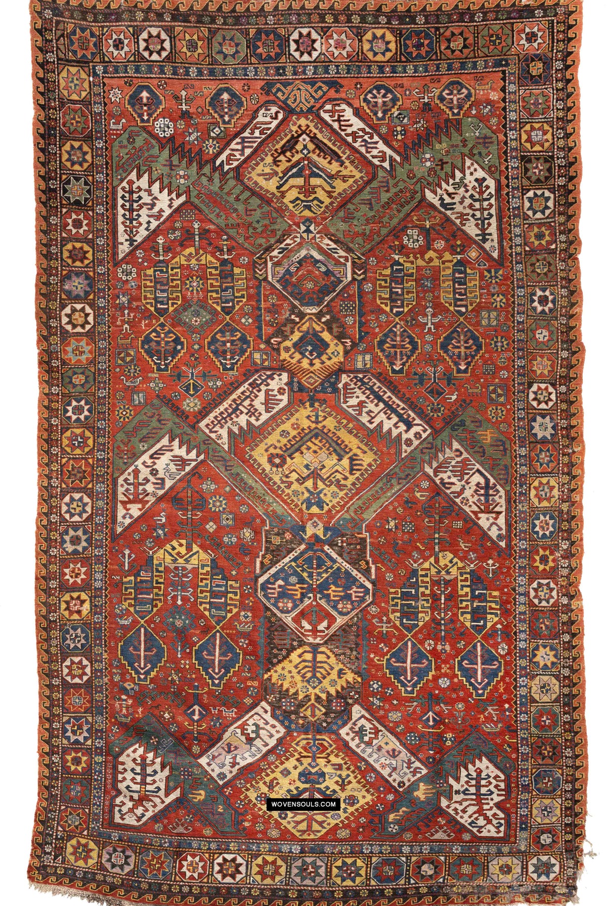 1960 Masterpiece Dragon Sumac Soumac Rug Carpet with Humans, Animals & Birds