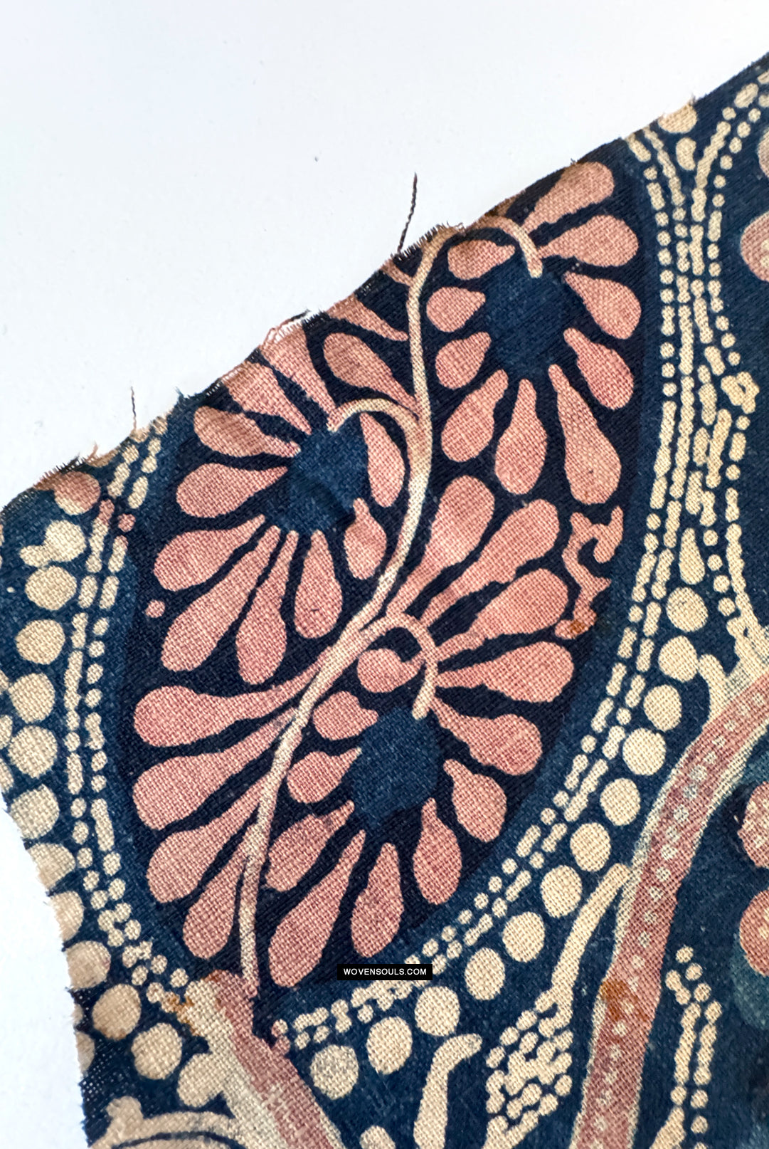 1964 SOLD Antique Indian Trade Textile Toraja Fragment - Indigo flowers