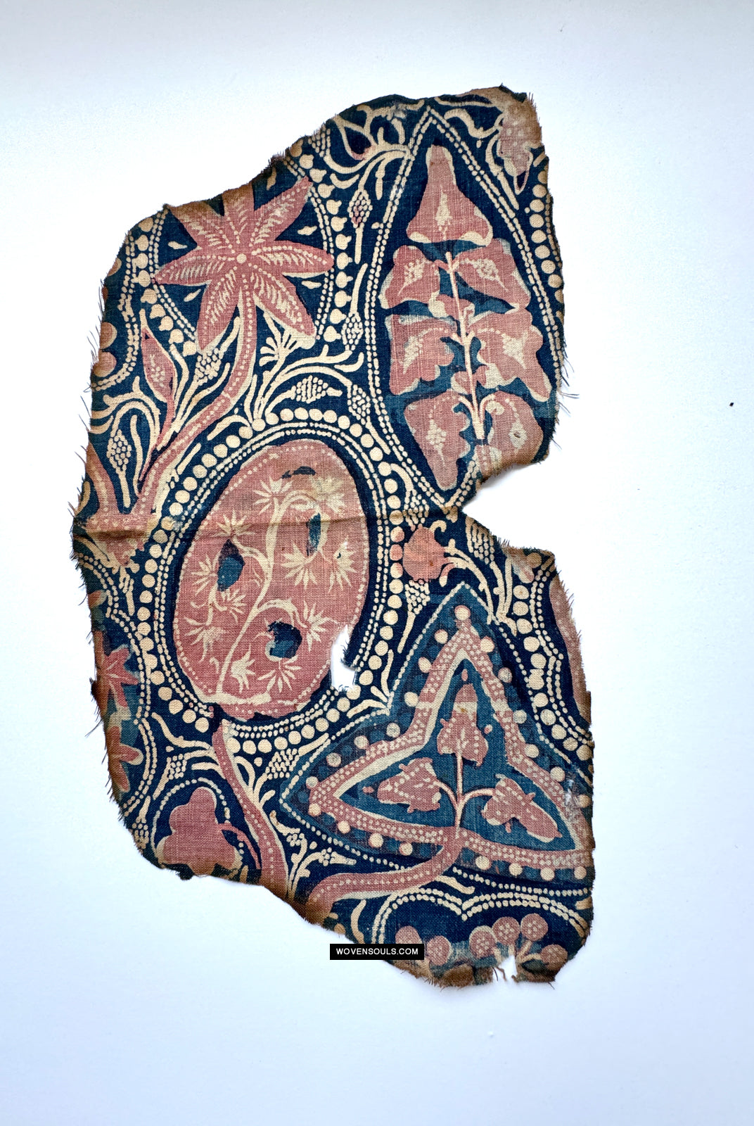 1965 SOLD Antique Indian Trade Textile Toraja Fragment - Indigo flowers