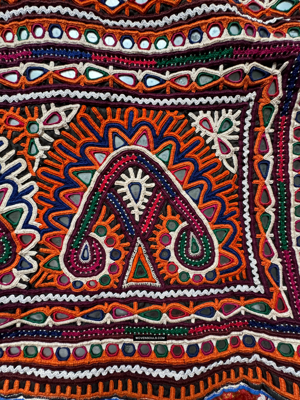 1969 Long Kutch Toran - Millésime Rabari Broderie Décoration Murale Art Textile Gujarat