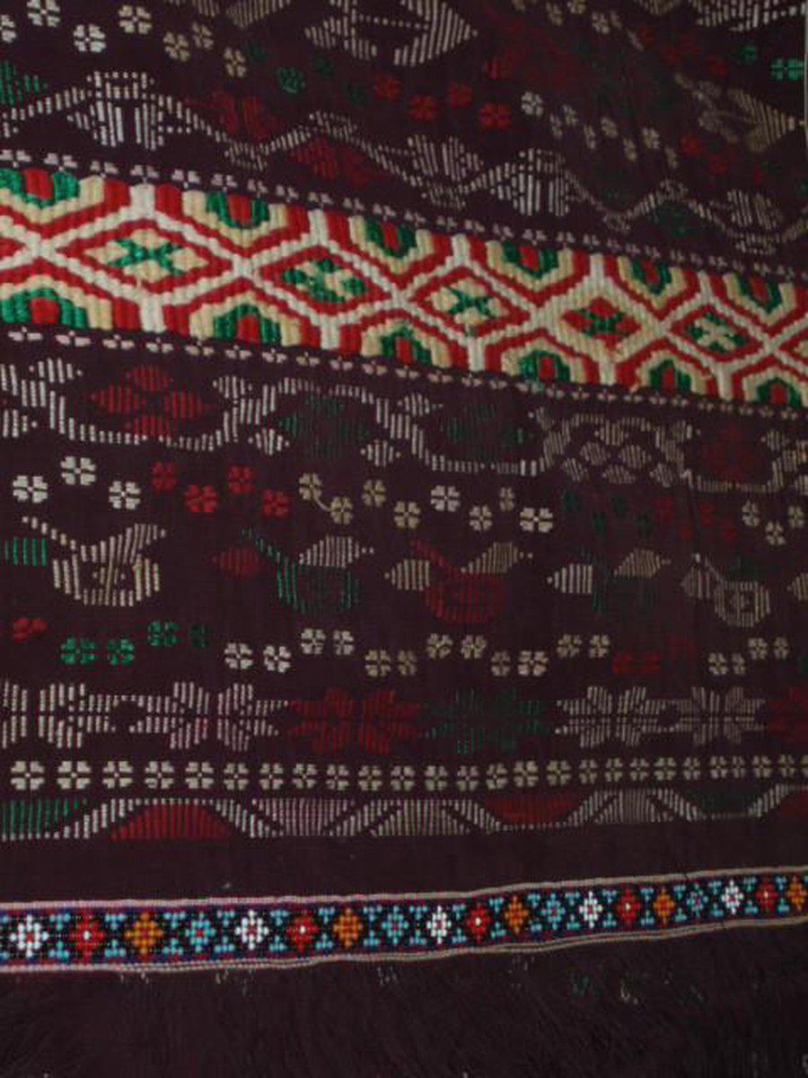 202 Semi-Antique Batak Ulos Shoulder Cloth Textile with Human Figures-WOVENSOULS-Antique-Vintage-Textiles-Art-Decor