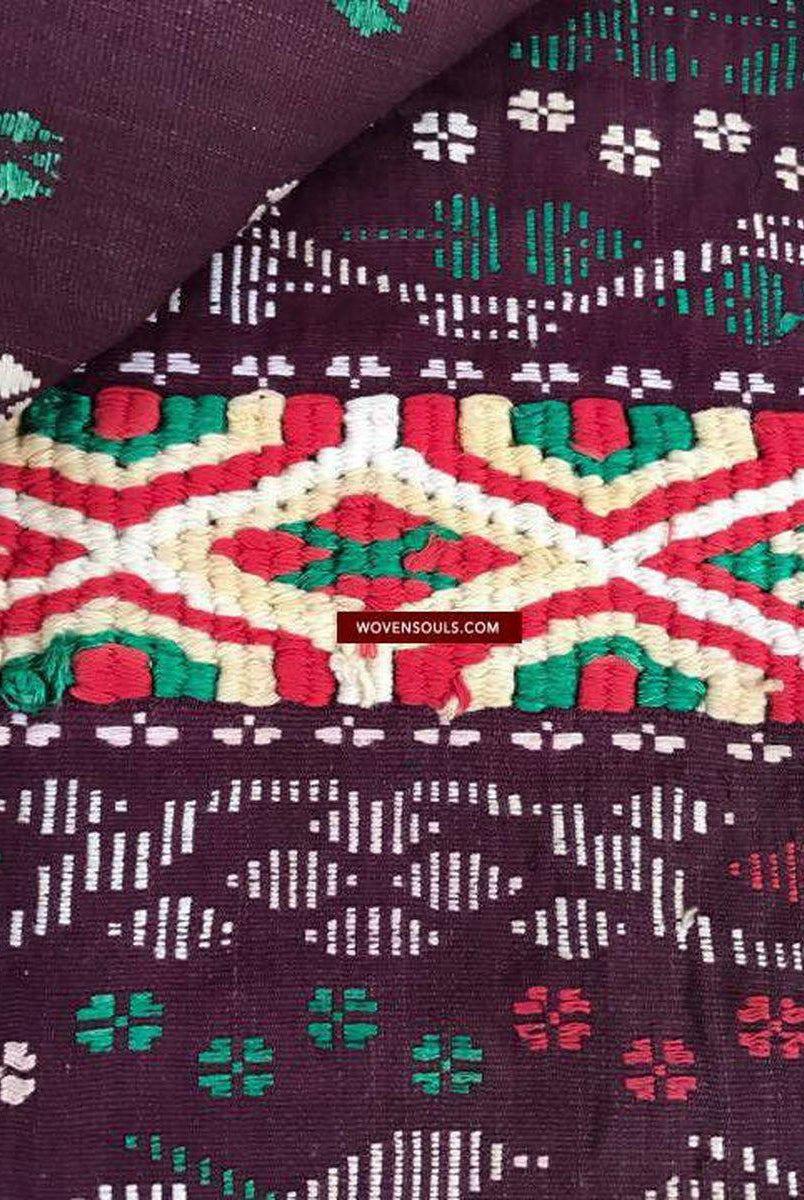 202 Semi-Antique Batak Ulos Shoulder Cloth Textile with Human Figures-WOVENSOULS-Antique-Vintage-Textiles-Art-Decor