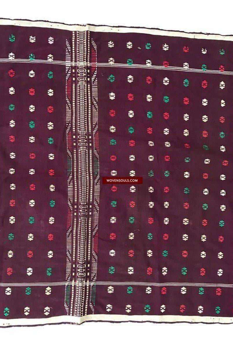 202 Semi-Antique Batak Ulos Shoulder Cloth Textile with Human Figures-WOVENSOULS-Antique-Vintage-Textiles-Art-Decor