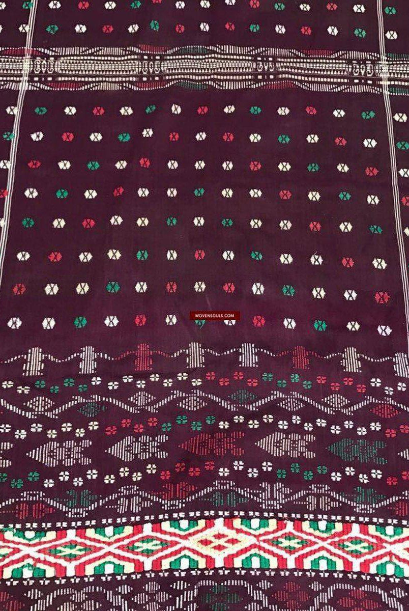 202 Semi-Antique Batak Ulos Shoulder Cloth Textile with Human Figures-WOVENSOULS-Antique-Vintage-Textiles-Art-Decor