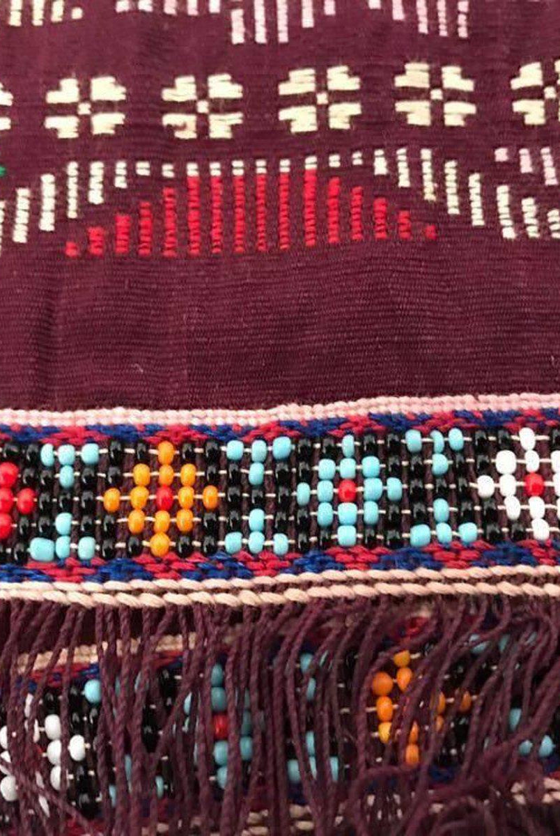 202 Semi-Antique Batak Ulos Shoulder Cloth Textile with Human Figures-WOVENSOULS-Antique-Vintage-Textiles-Art-Decor