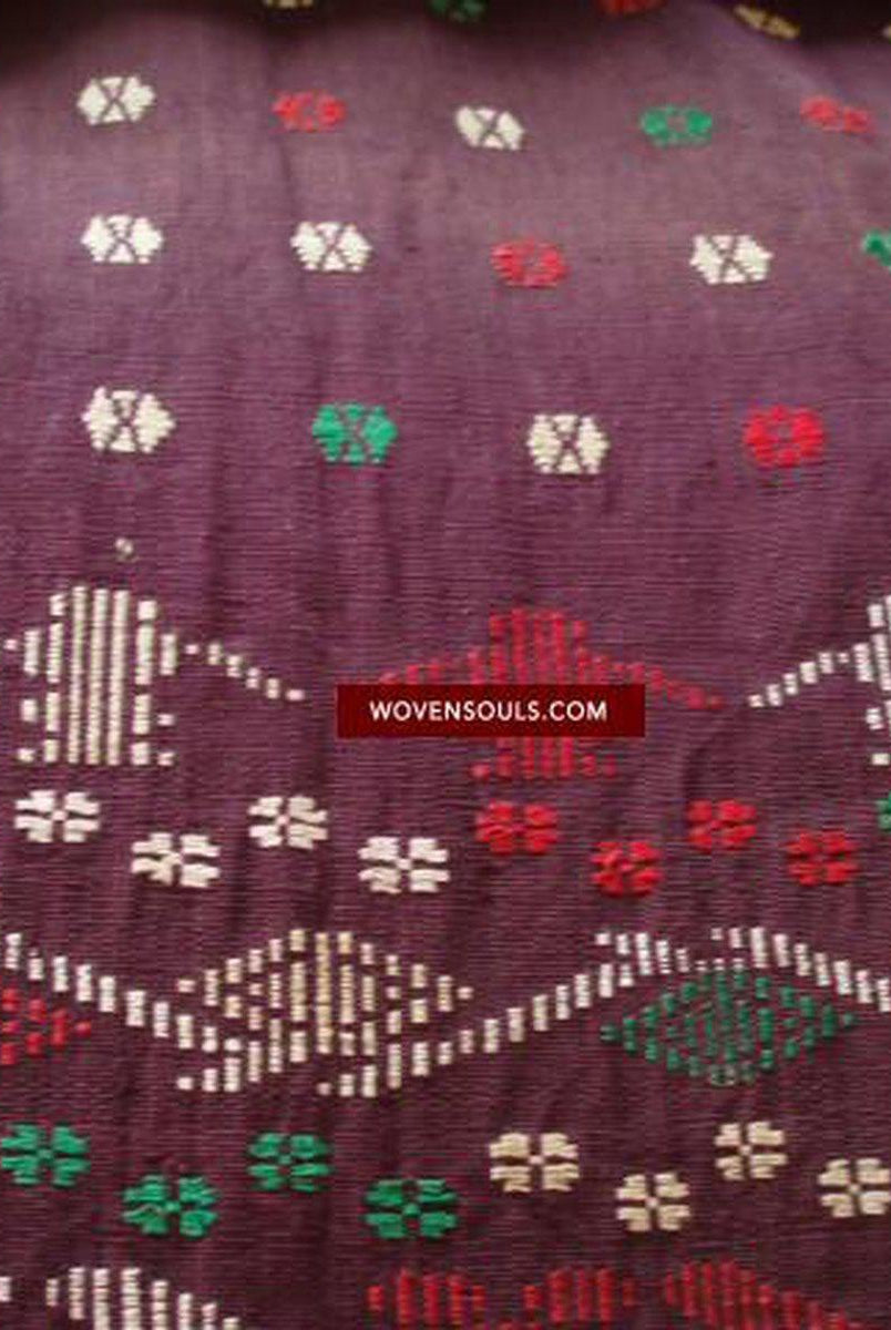 202 Semi-Antique Batak Ulos Shoulder Cloth Textile with Human Figures-WOVENSOULS-Antique-Vintage-Textiles-Art-Decor