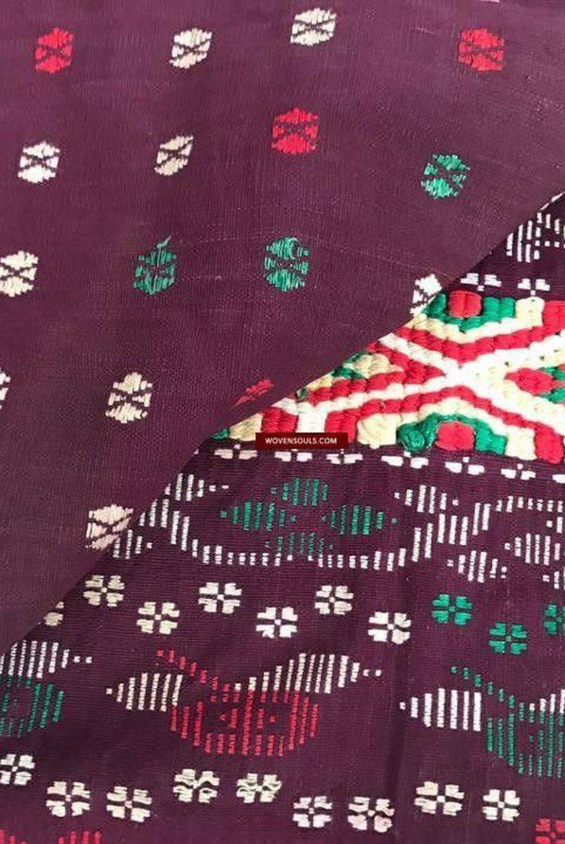 202 Semi-Antique Batak Ulos Shoulder Cloth Textile with Human Figures-WOVENSOULS-Antique-Vintage-Textiles-Art-Decor