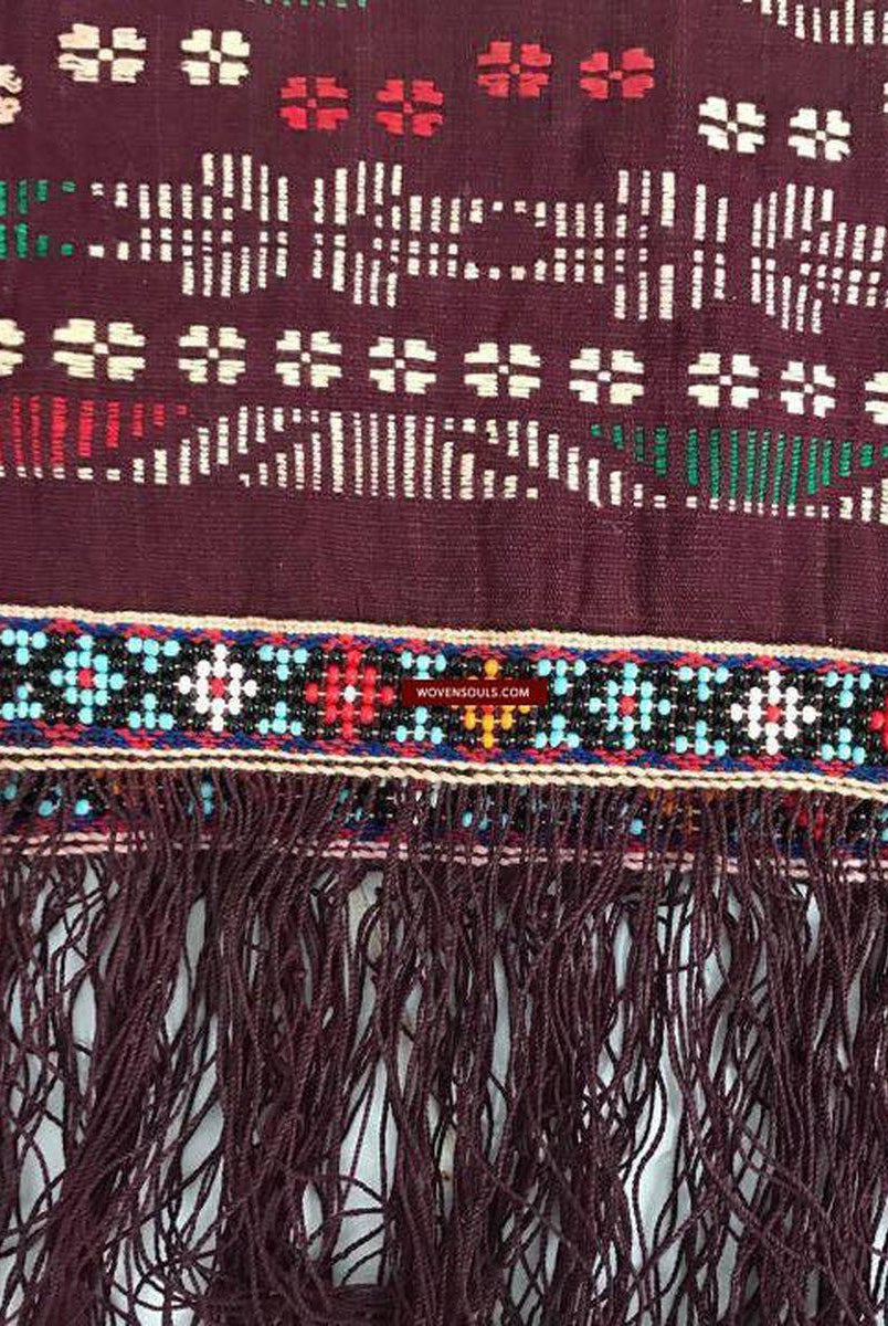202 Semi-Antique Batak Ulos Shoulder Cloth Textile with Human Figures-WOVENSOULS-Antique-Vintage-Textiles-Art-Decor