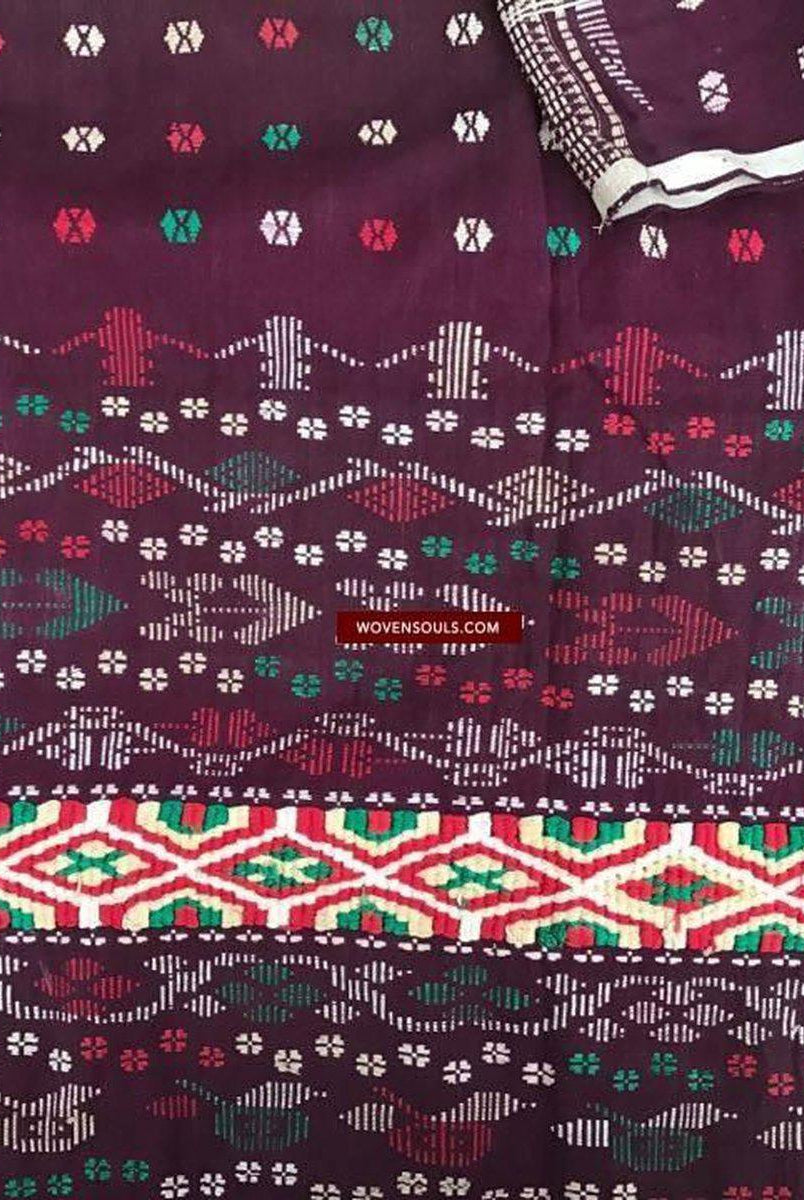 202 Semi-Antique Batak Ulos Shoulder Cloth Textile with Human Figures-WOVENSOULS-Antique-Vintage-Textiles-Art-Decor