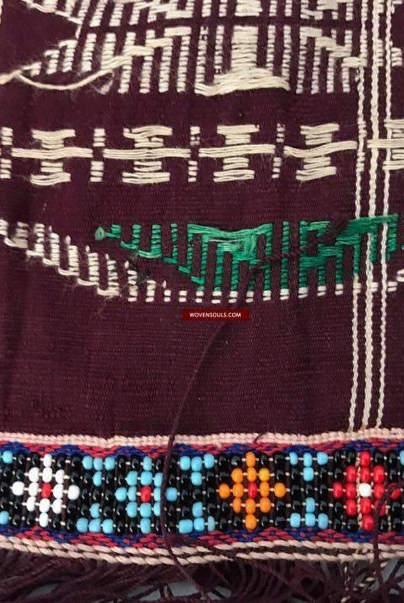 202 Semi-Antique Batak Ulos Shoulder Cloth Textile with Human Figures-WOVENSOULS-Antique-Vintage-Textiles-Art-Decor