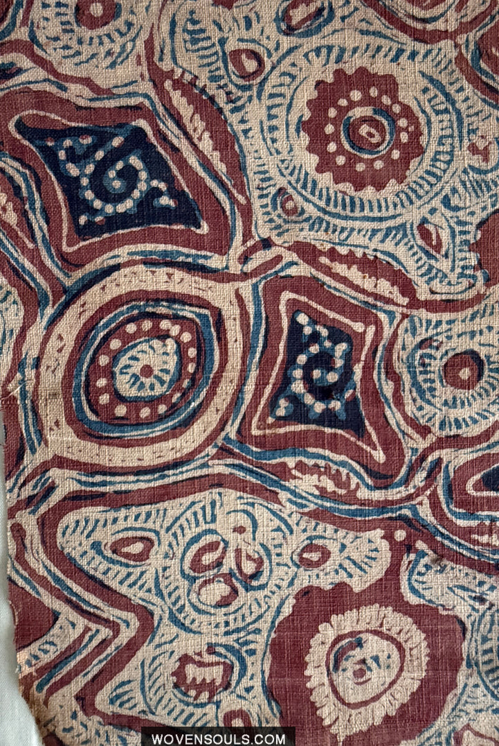 2027 Pair - Antique Hand painted Indian Trade Textile Toraja Fragment-Museum-quality Decor and Ethnographic Art Gallery