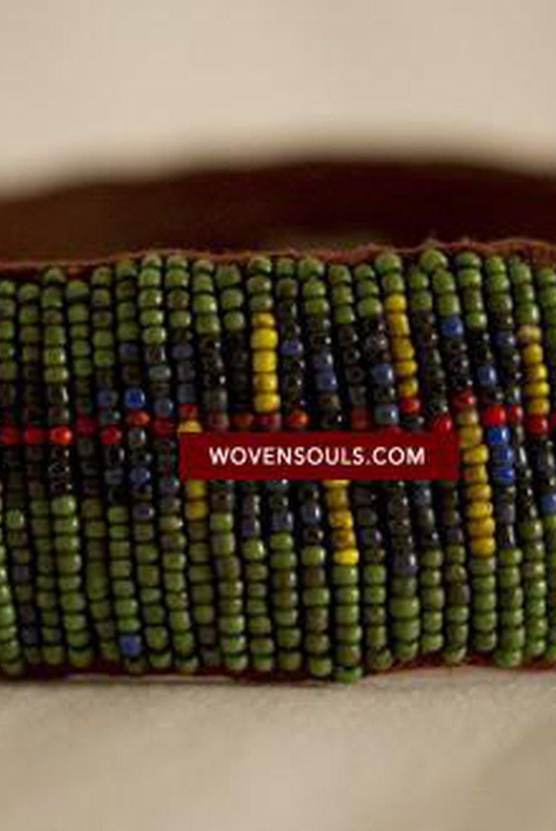 204 Paire de bandeaux antiques en perles Dayak Bornéo-WOVENSOULS-Antique-Vintage-Textiles-Art-Décor