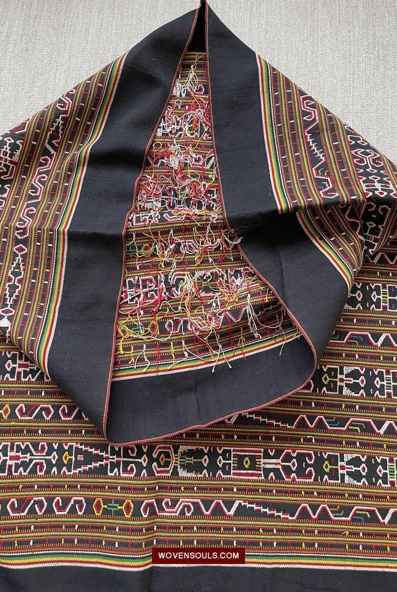 210 Rare Vintage Woven Sungit Skirt from Borneo with Human Consummation motif-WOVENSOULS-Antique-Vintage-Textiles-Art-Decor
