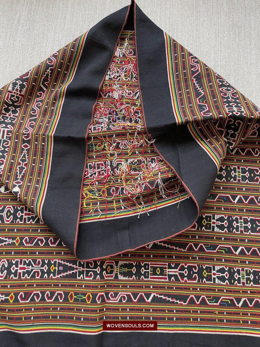 210 Rare Vintage Woven Sungit Skirt from Borneo with Human Consummation motif-WOVENSOULS-Antique-Vintage-Textiles-Art-Decor