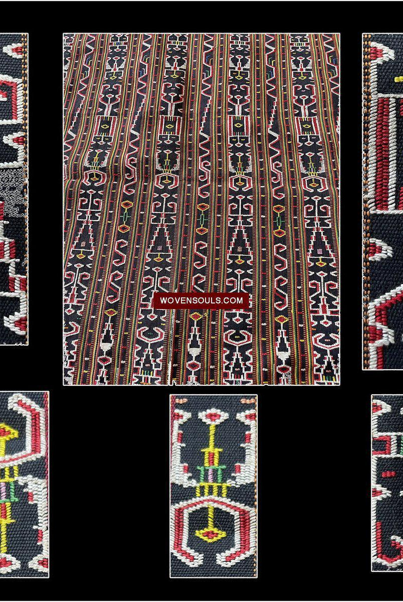 210 Rare jupe Sungit tissée vintage de Bornéo avec motif de consommation humaine-WOVENSOULS-Antique-Vintage-Textiles-Art-Décor