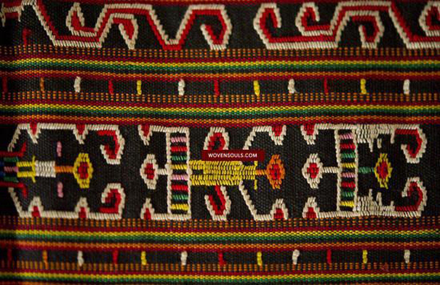 210 Rare Vintage Woven Sungit Skirt from Borneo with Human Consummation motif-WOVENSOULS-Antique-Vintage-Textiles-Art-Decor