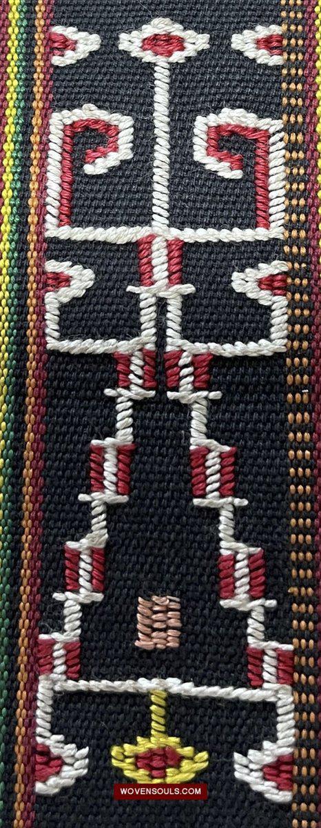 210 Rare Vintage Woven Sungit Skirt from Borneo with Human Consummation motif-WOVENSOULS-Antique-Vintage-Textiles-Art-Decor