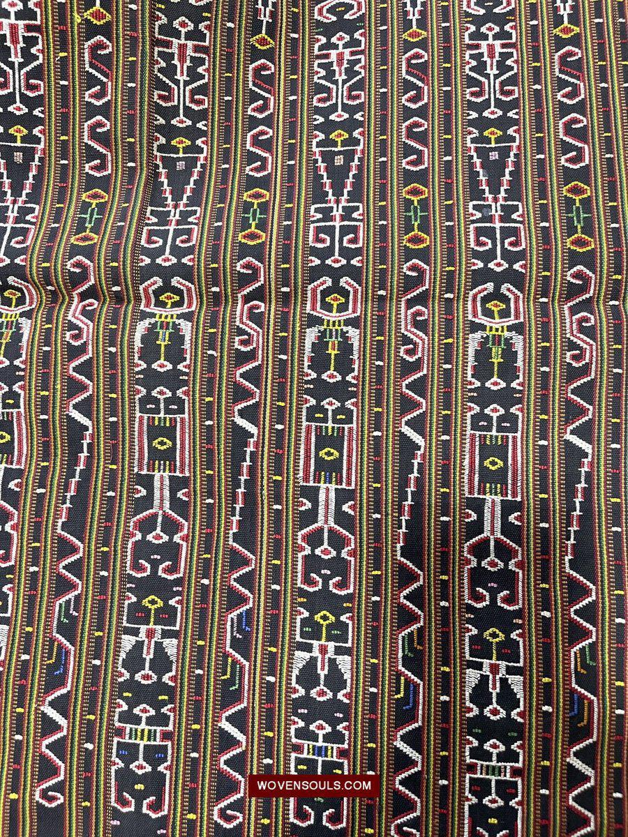 210 Rare Vintage Woven Sungit Skirt from Borneo with Human Consummation motif-WOVENSOULS-Antique-Vintage-Textiles-Art-Decor