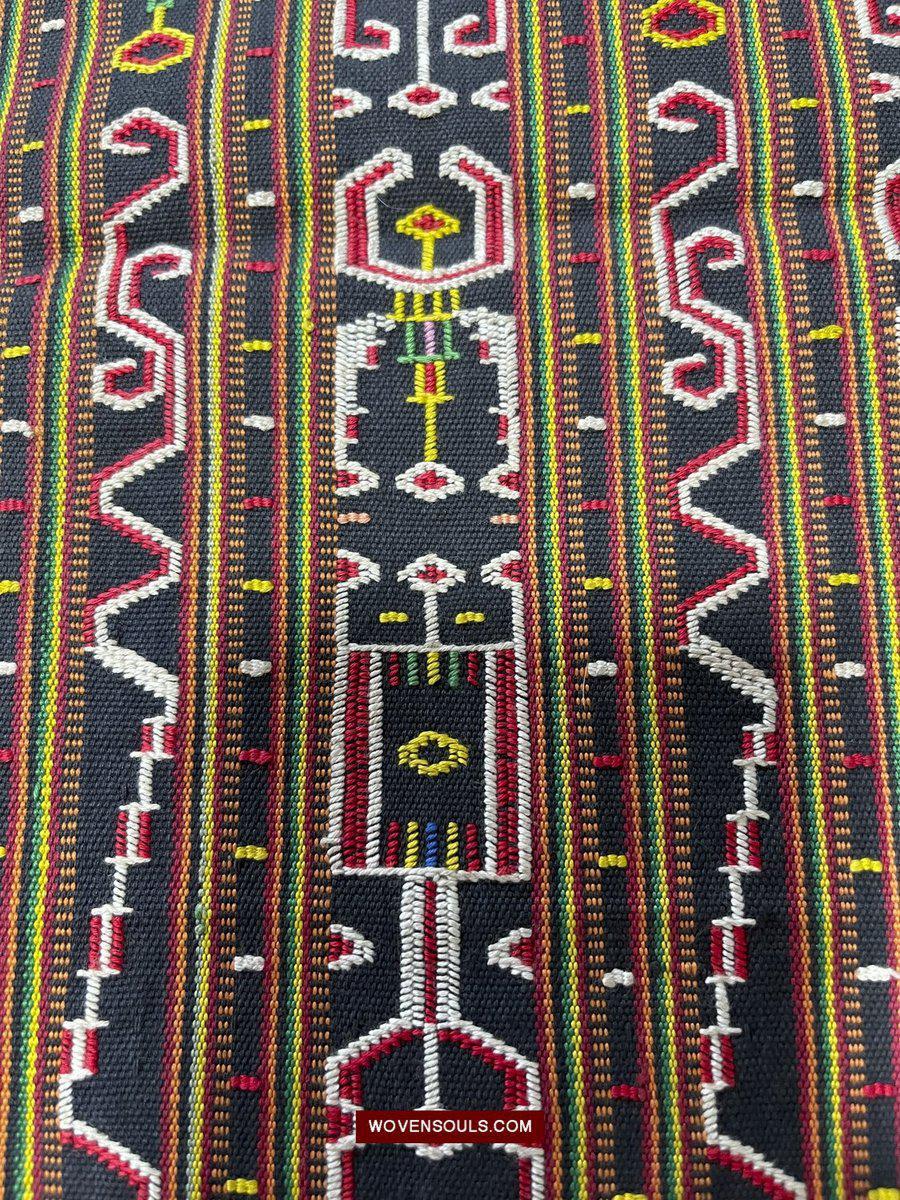 210 Rare Vintage Woven Sungit Skirt from Borneo with Human Consummation motif-WOVENSOULS-Antique-Vintage-Textiles-Art-Decor