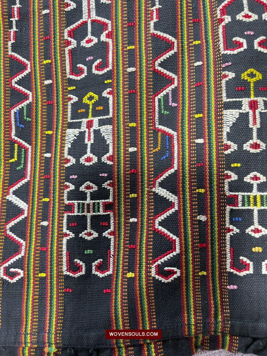 210 Rare Vintage Woven Sungit Skirt from Borneo with Human Consummation motif-WOVENSOULS-Antique-Vintage-Textiles-Art-Decor