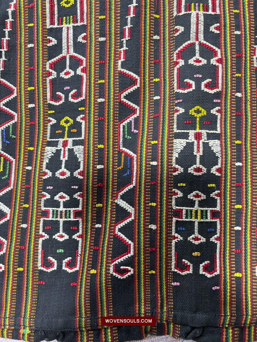 210 Rare Vintage Woven Sungit Skirt from Borneo with Human Consummation motif-WOVENSOULS-Antique-Vintage-Textiles-Art-Decor