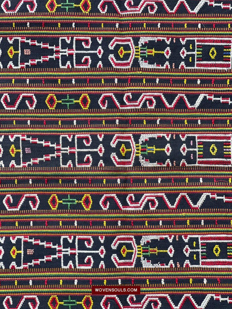 210 Rare Vintage Woven Sungit Skirt from Borneo with Human Consummation motif-WOVENSOULS-Antique-Vintage-Textiles-Art-Decor