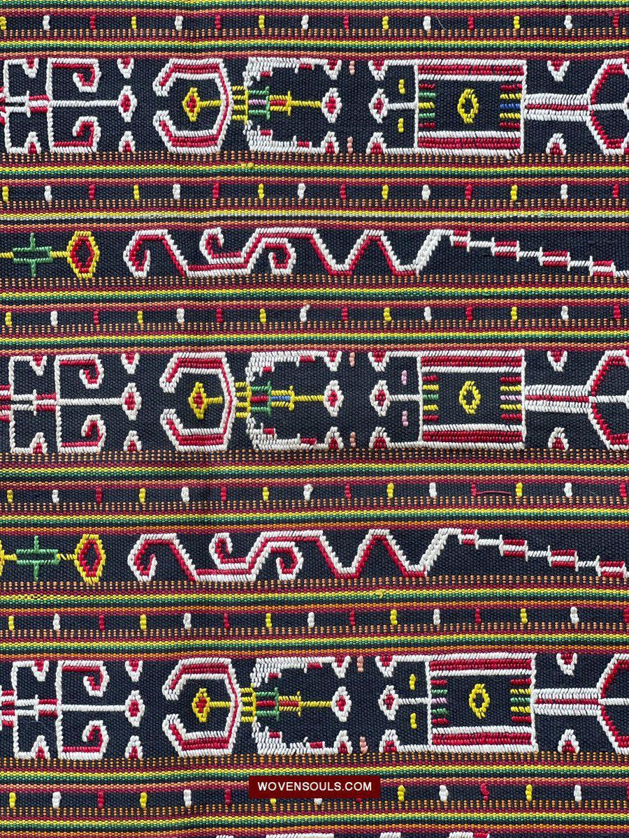 210 Rare Vintage Woven Sungit Skirt from Borneo with Human Consummation motif-WOVENSOULS-Antique-Vintage-Textiles-Art-Decor