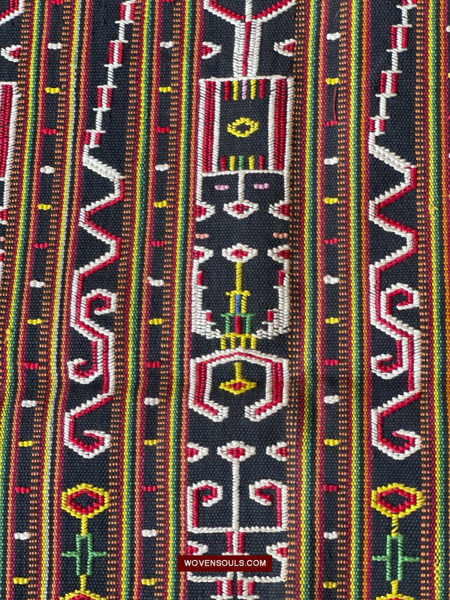 210 Rare Vintage Woven Sungit Skirt from Borneo with Human Consummation motif-WOVENSOULS-Antique-Vintage-Textiles-Art-Decor