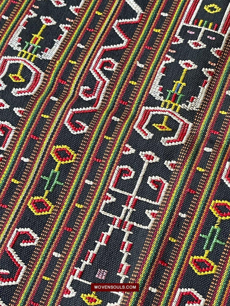 210 Rare Vintage Woven Sungit Skirt from Borneo with Human Consummation motif-WOVENSOULS-Antique-Vintage-Textiles-Art-Decor