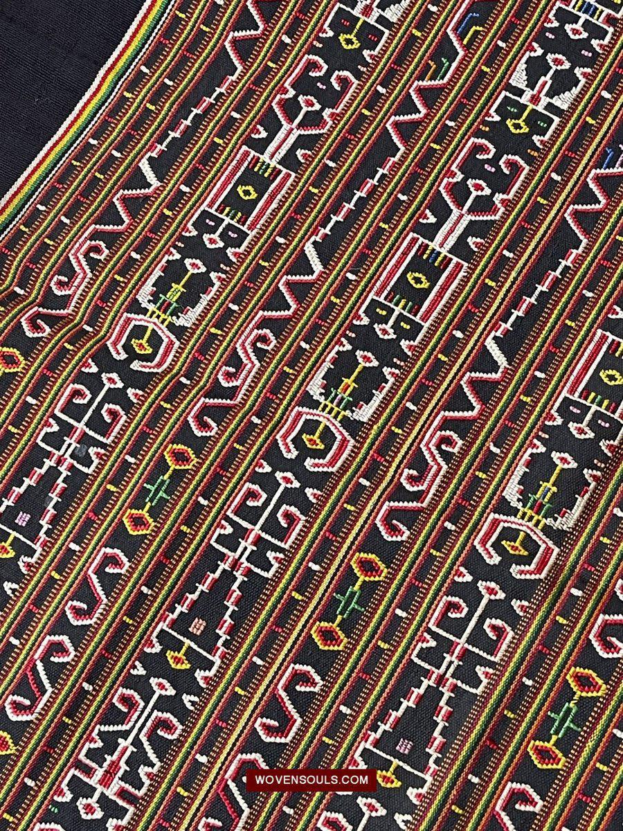210 Rare Vintage Woven Sungit Skirt from Borneo with Human Consummation motif-WOVENSOULS-Antique-Vintage-Textiles-Art-Decor