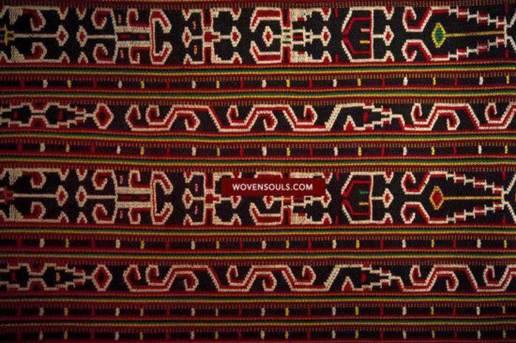 210 Rare Vintage Woven Sungit Skirt from Borneo with Human Consummation motif-WOVENSOULS-Antique-Vintage-Textiles-Art-Decor