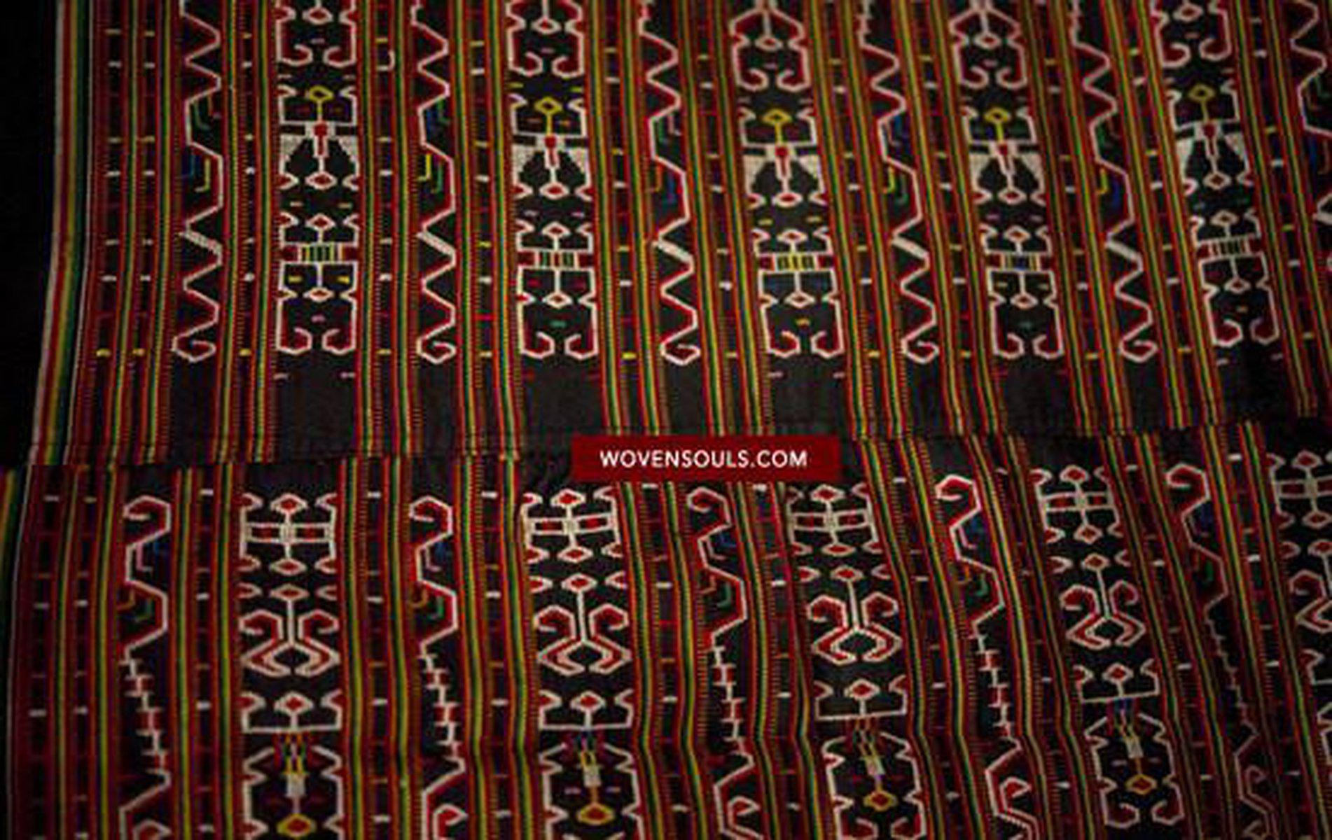 210 Rare Vintage Woven Sungit Skirt from Borneo with Human Consummation motif-WOVENSOULS-Antique-Vintage-Textiles-Art-Decor