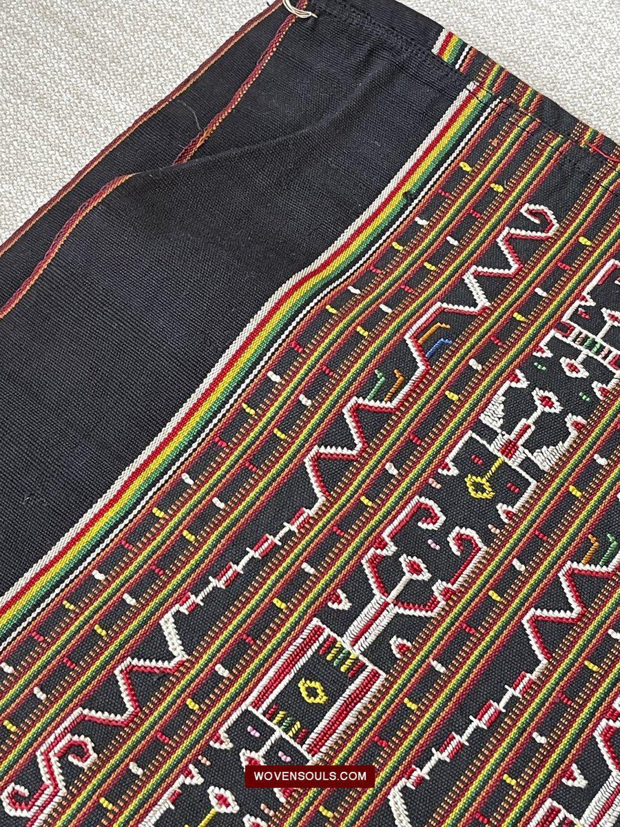 210 Rare Vintage Woven Sungit Skirt from Borneo with Human Consummation motif-WOVENSOULS-Antique-Vintage-Textiles-Art-Decor