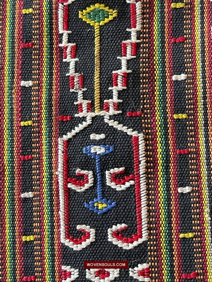 210 Rare Vintage Woven Sungit Skirt from Borneo with Human Consummation motif-WOVENSOULS-Antique-Vintage-Textiles-Art-Decor